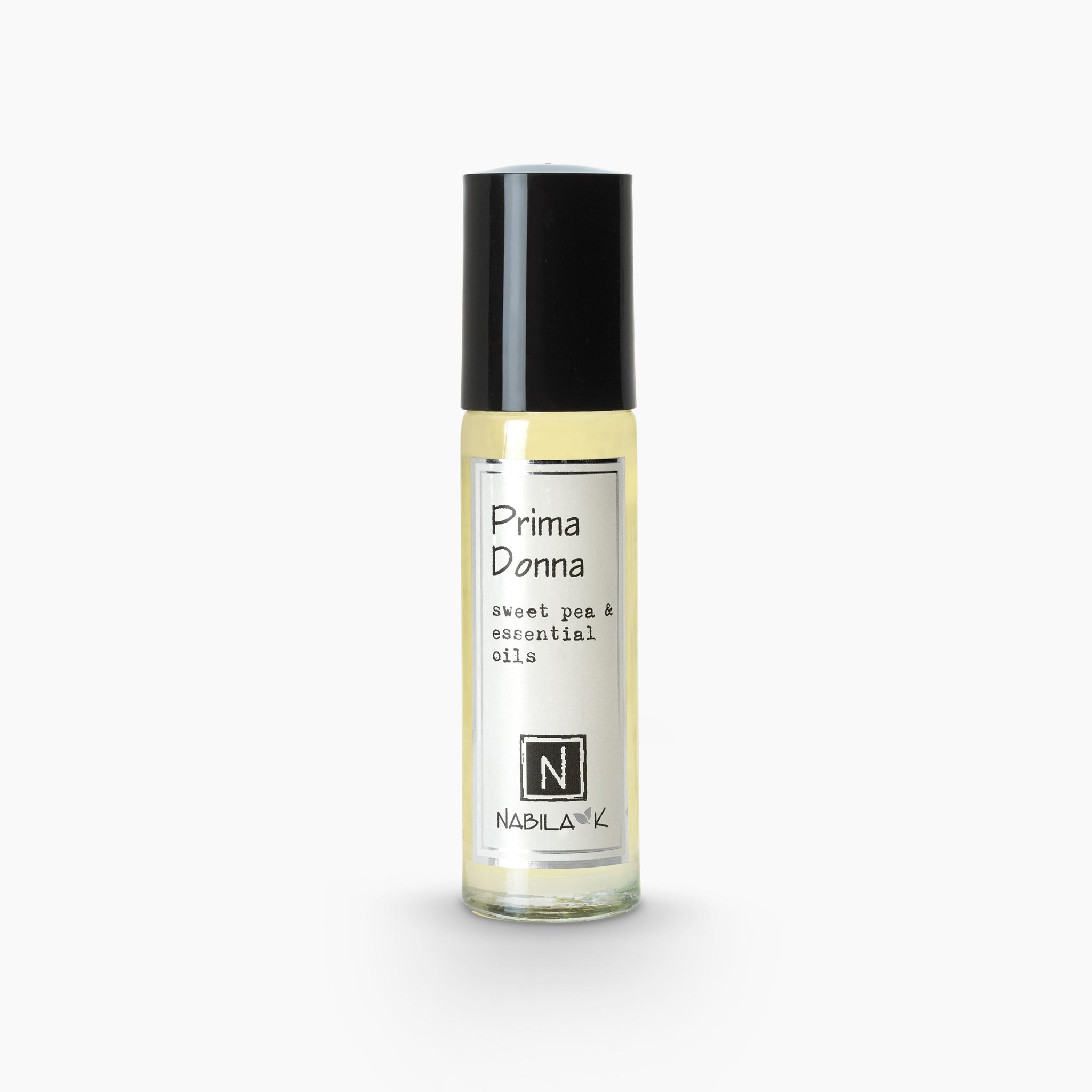.33oz of Nabila K's Prima Donna Sweet Pea and Essential Oils Roll on Perfume